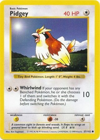 Pidgey (57/102) [Base Set Shadowless Unlimited] | Fandemonia Ltd