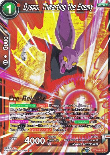 Dyspo, Thwarting the Enemy (BT14-019) [Cross Spirits Prerelease Promos] | Fandemonia Ltd