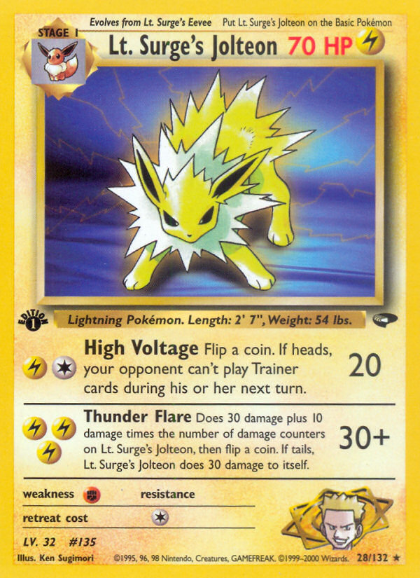 Lt. Surge's Jolteon (28/132) [Gym Challenge 1st Edition] | Fandemonia Ltd