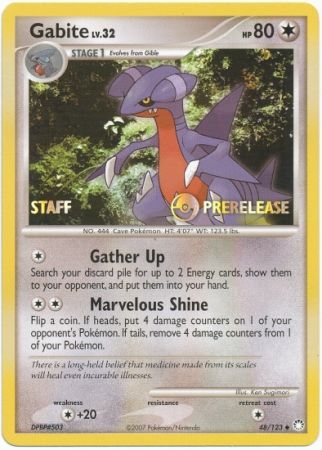 Gabite (48/123) (Staff Prerelease Promo) [Diamond & Pearl: Black Star Promos] | Fandemonia Ltd