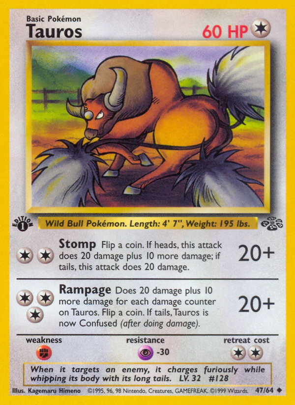 Tauros (47/64) [Jungle 1st Edition] | Fandemonia Ltd