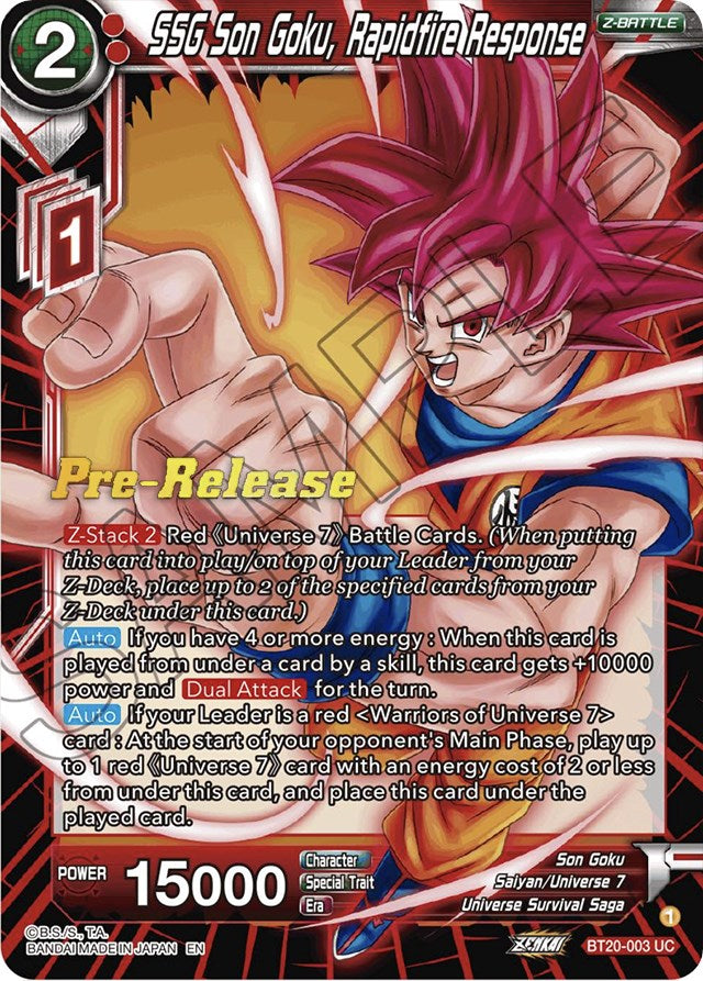 SSG Son Goku, Rapidfire Response (BT20-003) [Power Absorbed Prerelease Promos] | Fandemonia Ltd