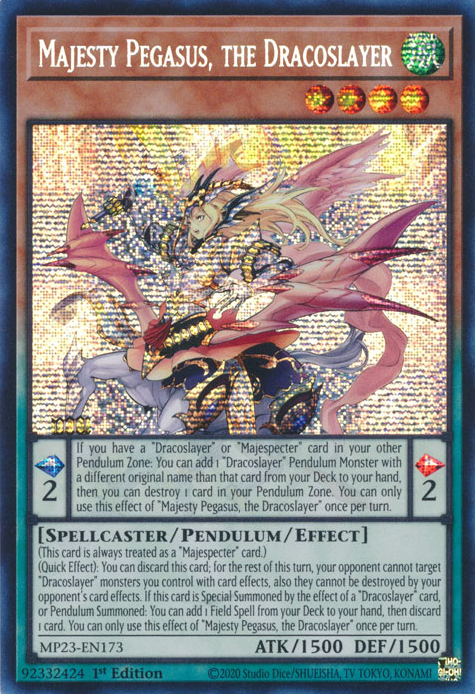 Majesty Pegasus, the Dracoslayer [MP23-EN173] Prismatic Secret Rare | Fandemonia Ltd