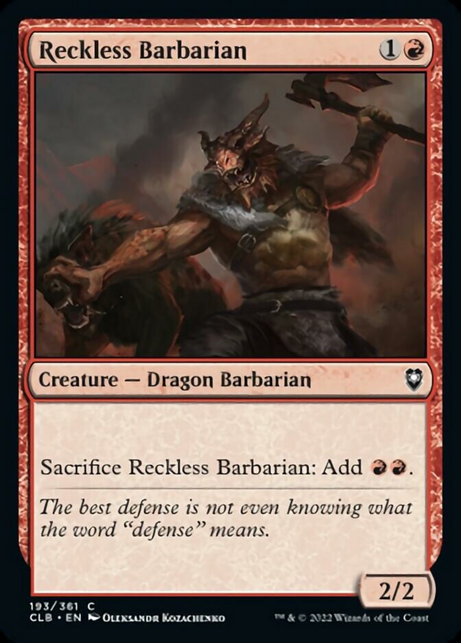 Reckless Barbarian [Commander Legends: Battle for Baldur's Gate] | Fandemonia Ltd