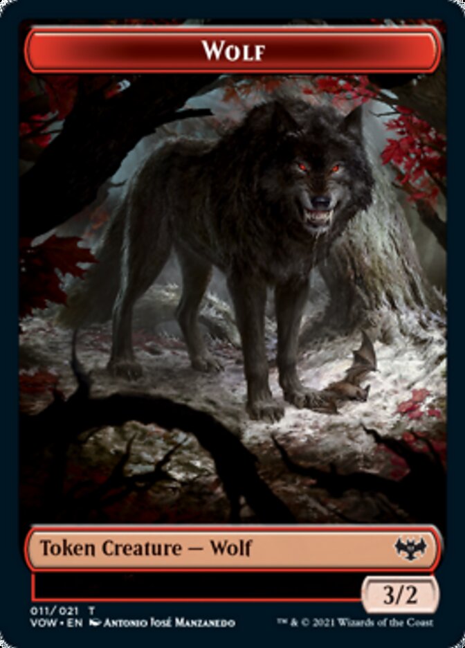 Wolf (011) // Spirit (002) Double-sided Token [Innistrad: Crimson Vow Tokens] | Fandemonia Ltd