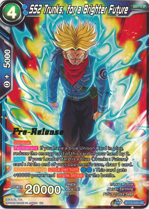 SS2 Trunks, for a Brighter Future (BT10-043) [Rise of the Unison Warrior Prerelease Promos] | Fandemonia Ltd