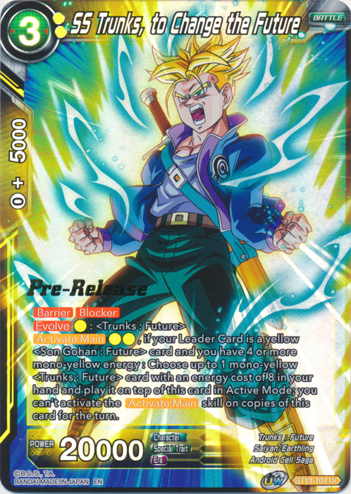 SS Trunks, to Change the Future (BT13-102) [Supreme Rivalry Prerelease Promos] | Fandemonia Ltd