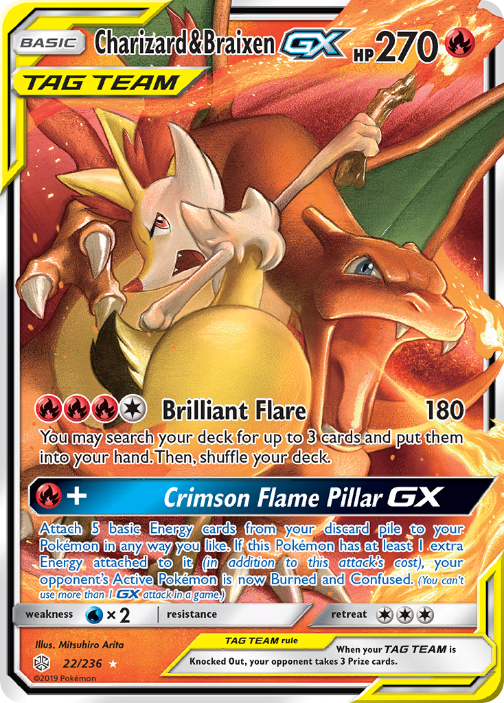 Charizard & Braixen GX (22/236) [Sun & Moon: Cosmic Eclipse] | Fandemonia Ltd