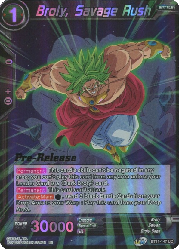 Broly, Savage Rush (BT11-147) [Vermilion Bloodline Prerelease Promos] | Fandemonia Ltd