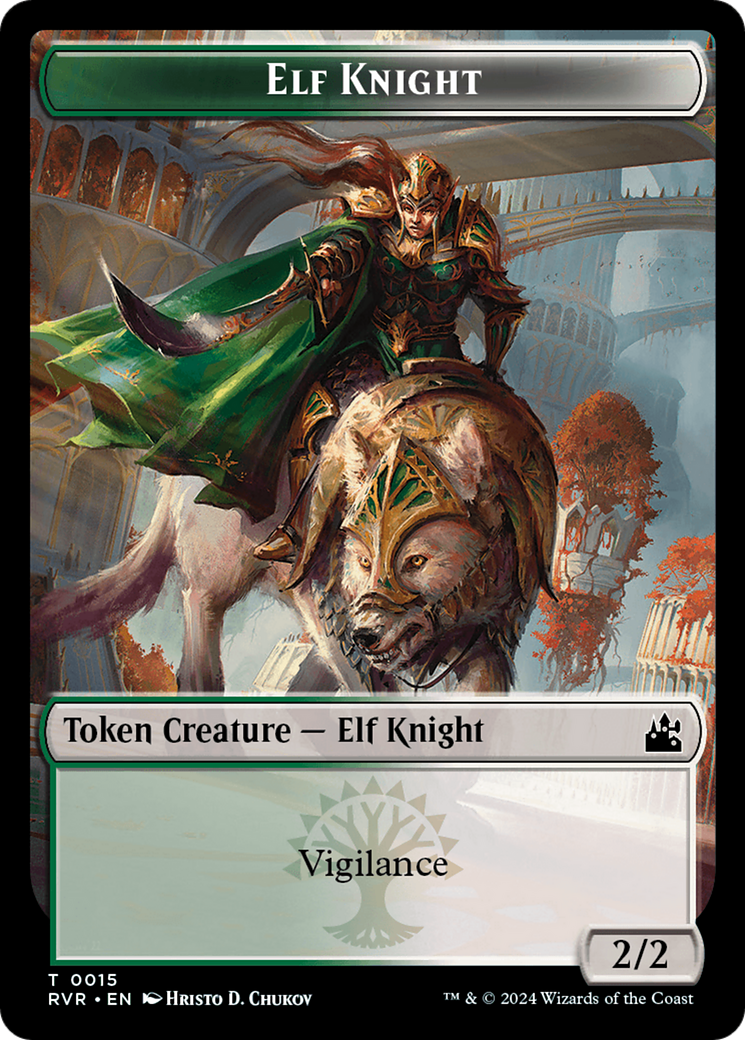 Elf Knight // Wurm Double-Sided Token [Ravnica Remastered Tokens] | Fandemonia Ltd