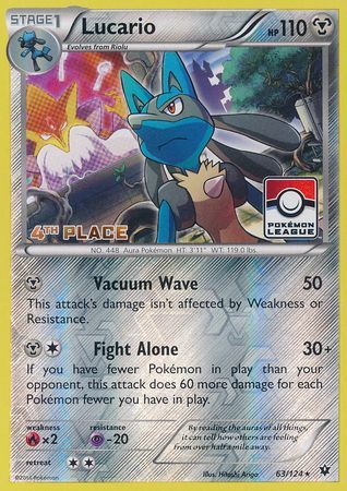 Lucario (63/124) (League Promo 4th Place) [XY: Fates Collide] | Fandemonia Ltd