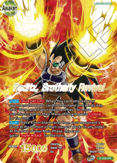 Raditz // Raditz, Brotherly Revival (Gold Stamped) (P-338) [Saiyan Showdown Prerelease Promos] | Fandemonia Ltd