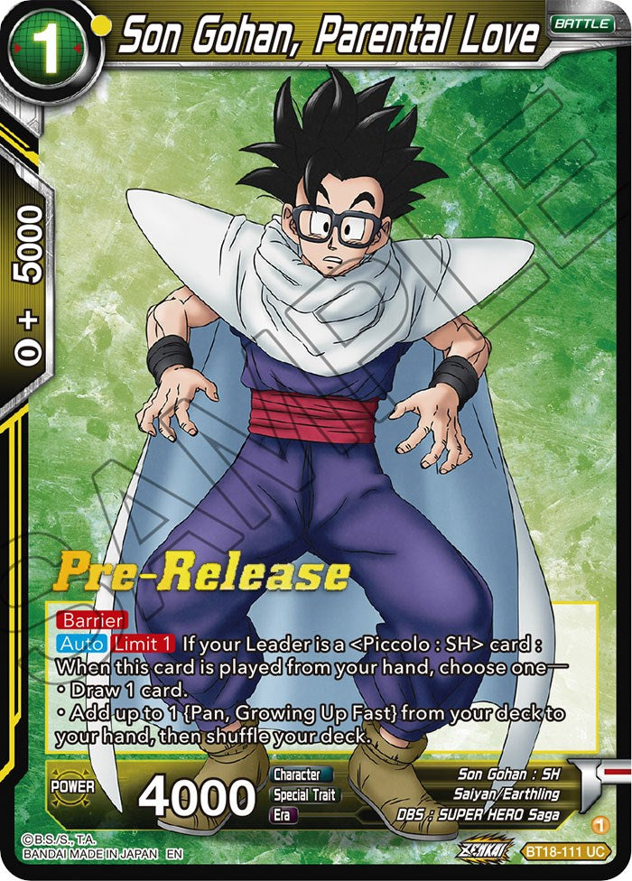 Son Gohan, Parental Love (BT18-111) [Dawn of the Z-Legends Prerelease Promos] | Fandemonia Ltd