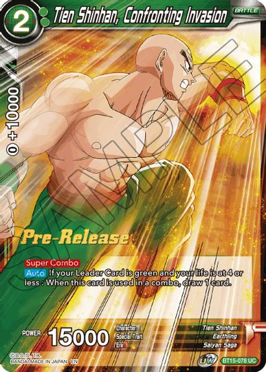 Tien Shinhan, Confronting Invasion (BT15-078) [Saiyan Showdown Prerelease Promos] | Fandemonia Ltd