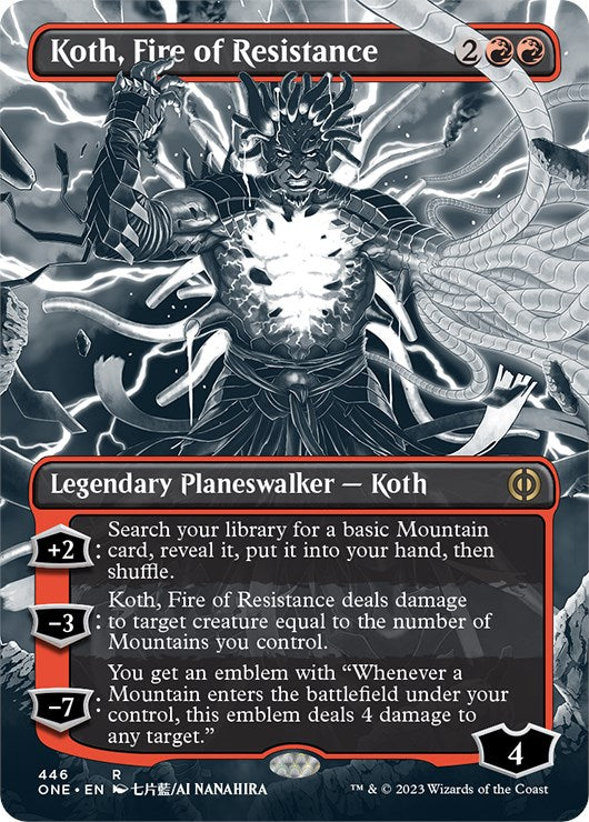 Koth, Fire of Resistance (Borderless Manga Step-and-Compleat Foil) [Phyrexia: All Will Be One] | Fandemonia Ltd