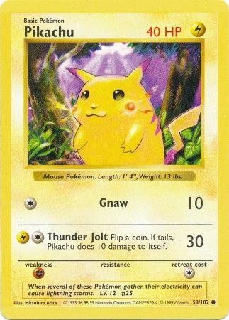 Pikachu (58/102) (Red Cheeks Misprint) [Base Set Shadowless Unlimited] | Fandemonia Ltd