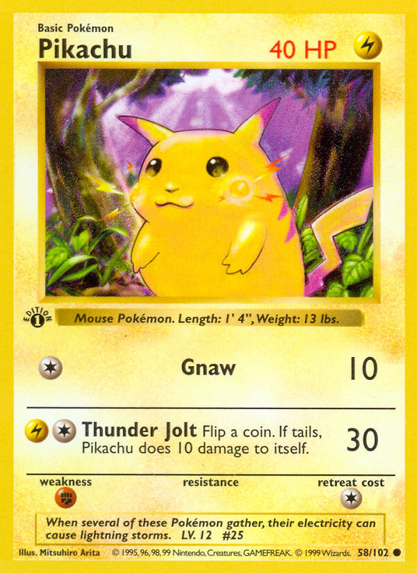 Pikachu (58/102) (Shadowless) [Base Set 1st Edition] | Fandemonia Ltd