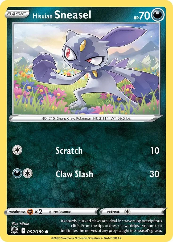 Hisuian Sneasel (092/189) (Theme Deck Exclusive) [Sword & Shield: Astral Radiance] | Fandemonia Ltd