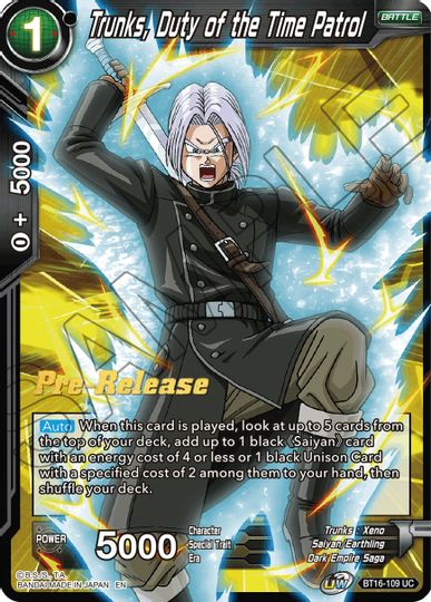 Trunks, Duty of the Time Patrol (BT16-109) [Realm of the Gods Prerelease Promos] | Fandemonia Ltd