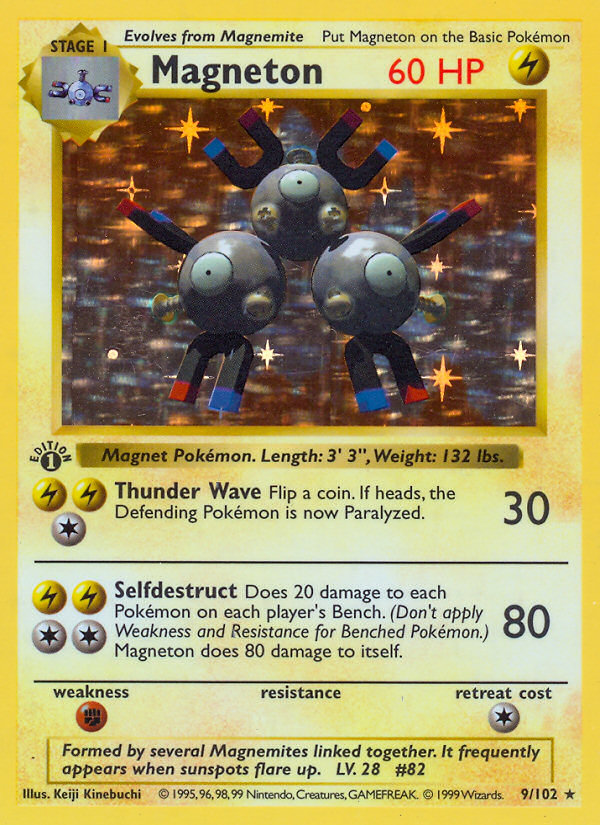 Magneton (9/102) (Shadowless) [Base Set 1st Edition] | Fandemonia Ltd