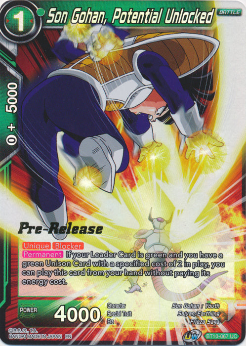 Son Gohan, Potential Unlocked (BT10-067) [Rise of the Unison Warrior Prerelease Promos] | Fandemonia Ltd