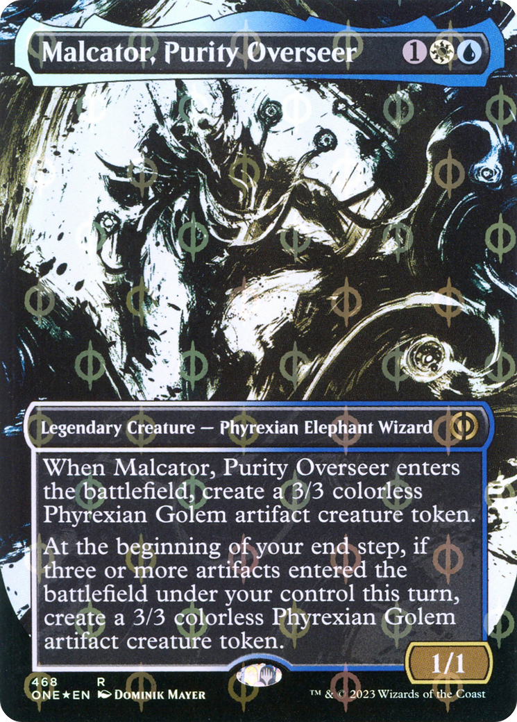 Malcator, Purity Overseer (Borderless Ichor Step-and-Compleat Foil) [Phyrexia: All Will Be One] | Fandemonia Ltd