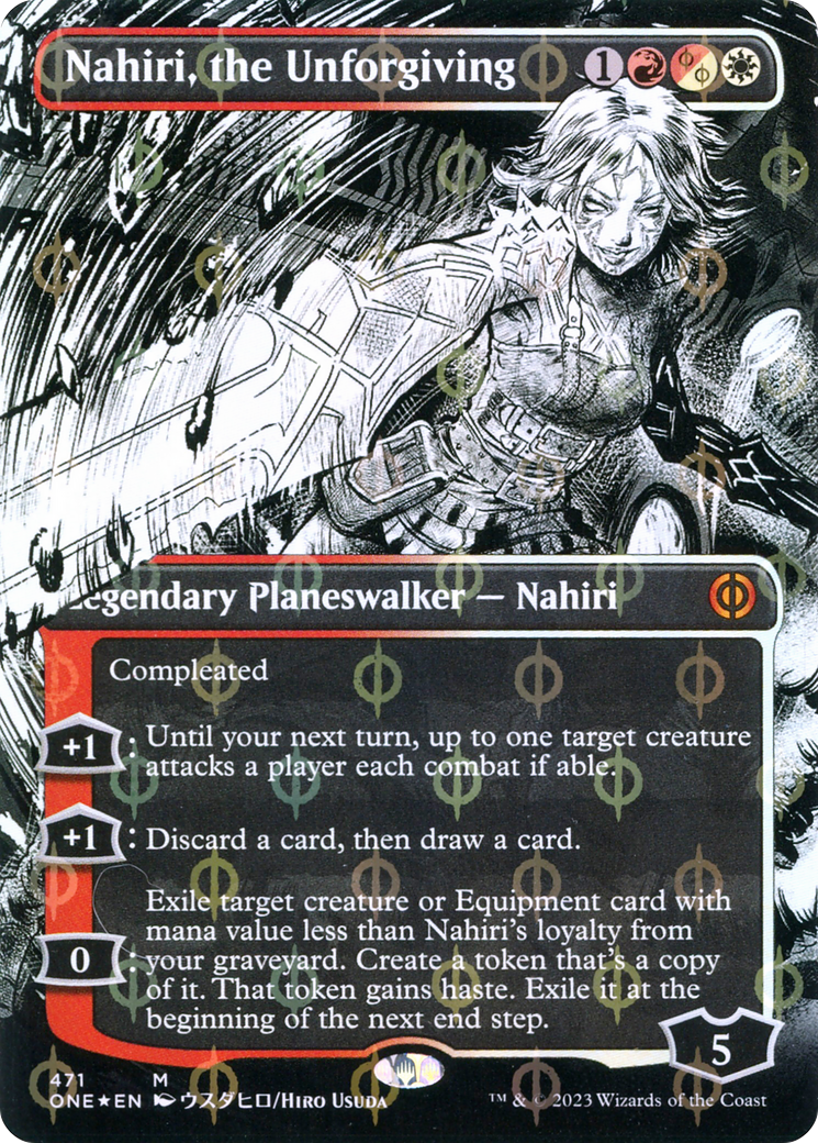 Nahiri, the Unforgiving (Borderless Manga Step-and-Compleat Foil) [Phyrexia: All Will Be One] | Fandemonia Ltd