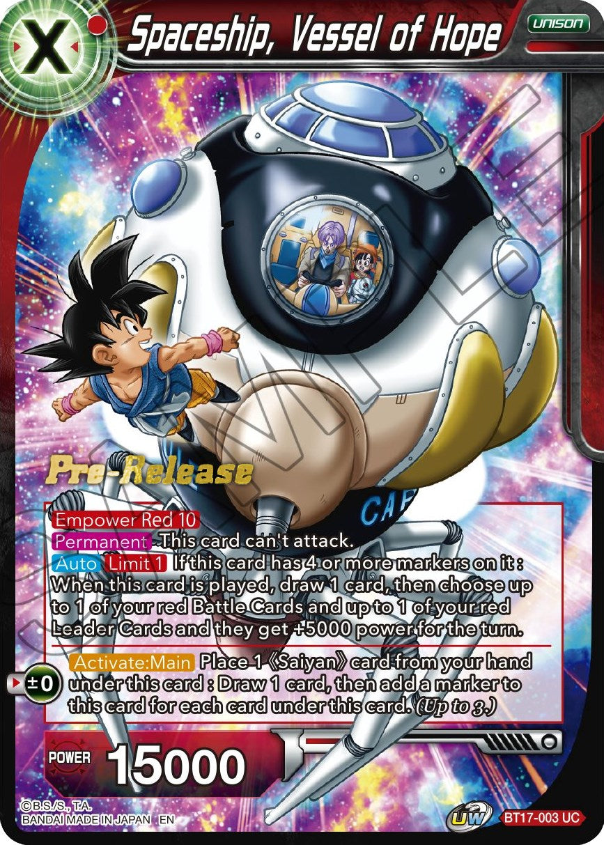 Spaceship, Vessel of Hope (BT17-003) [Ultimate Squad Prerelease Promos] | Fandemonia Ltd