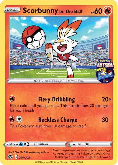 Scorbunny on the Ball (004/005) [Pokemon Futsal Collection] | Fandemonia Ltd