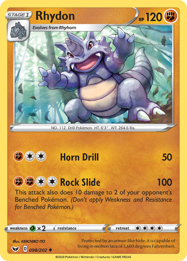 Rhydon (098/202) [Sword & Shield: Base Set] | Fandemonia Ltd