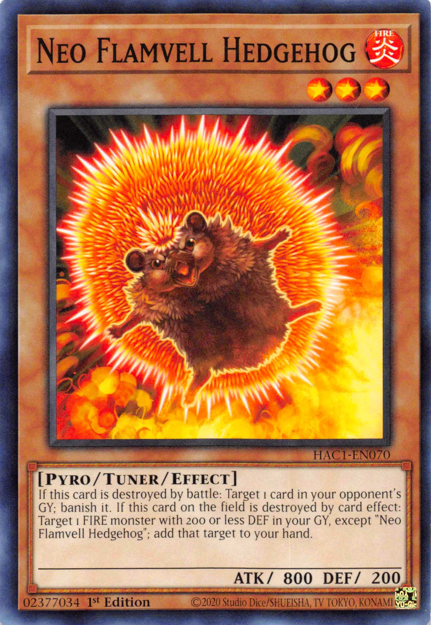 Neo Flamvell Hedgehog [HAC1-EN070] Common | Fandemonia Ltd