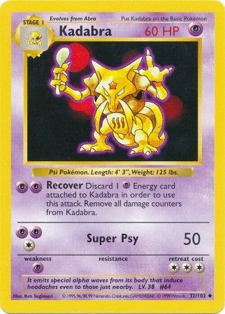 Kadabra (32/102) [Base Set Shadowless Unlimited] | Fandemonia Ltd